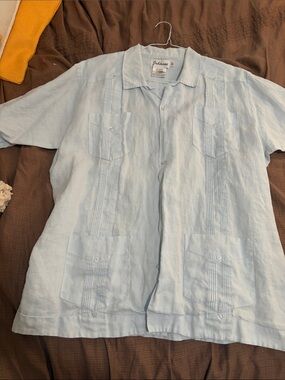 Light Blue Men's Linen Guayabera top